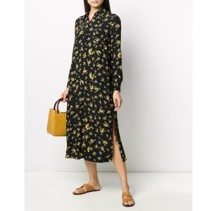 NWOT Ganni Relaxed-Fit Floral Print Shirt Dress